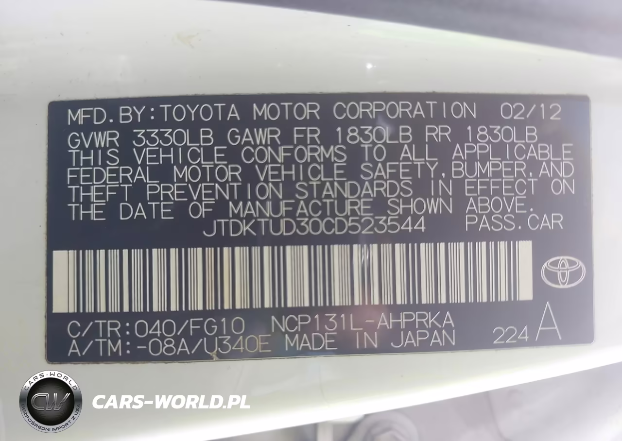 2012 Toyota Yaris Le VIN:JTDKTUD30CD523544 - 9