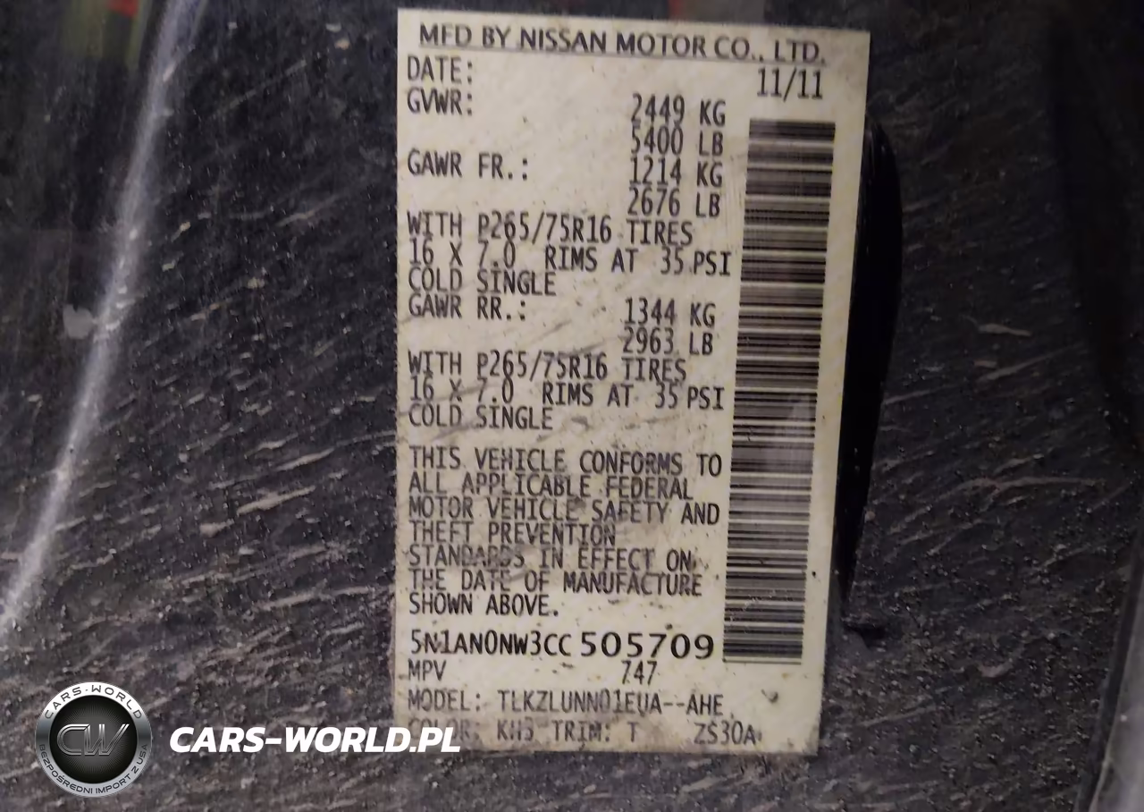2012 Nissan Xterra Pro-4X VIN:5N1AN0NW3CC505709 - 9
