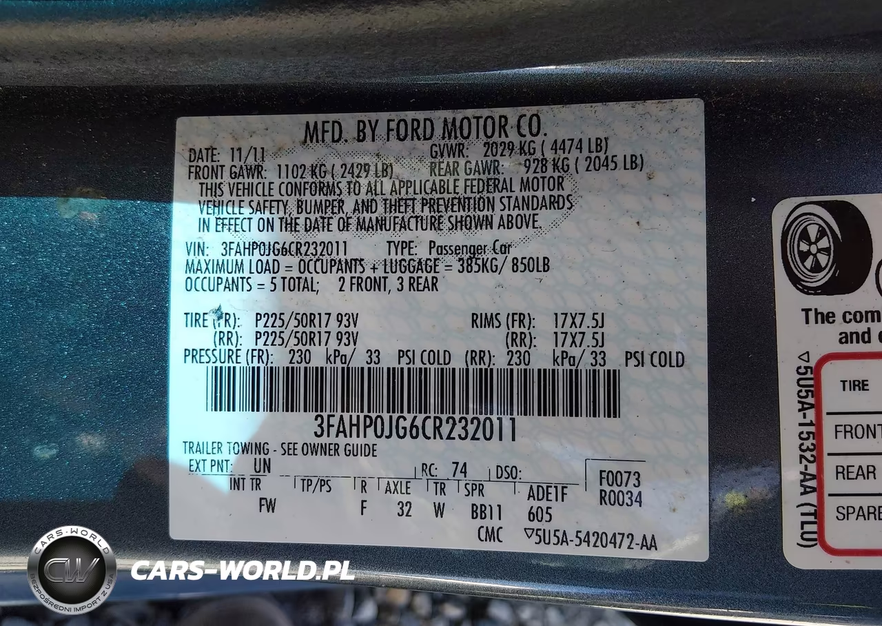 2012 Ford Fusion Sel VIN:3FAHP0JG6CR232011 - 9