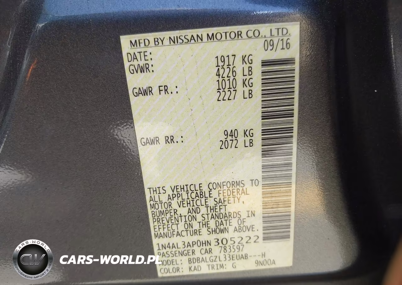 2017 Nissan Altima 2.5 S VIN:1N4AL3AP0HN305222 - 9