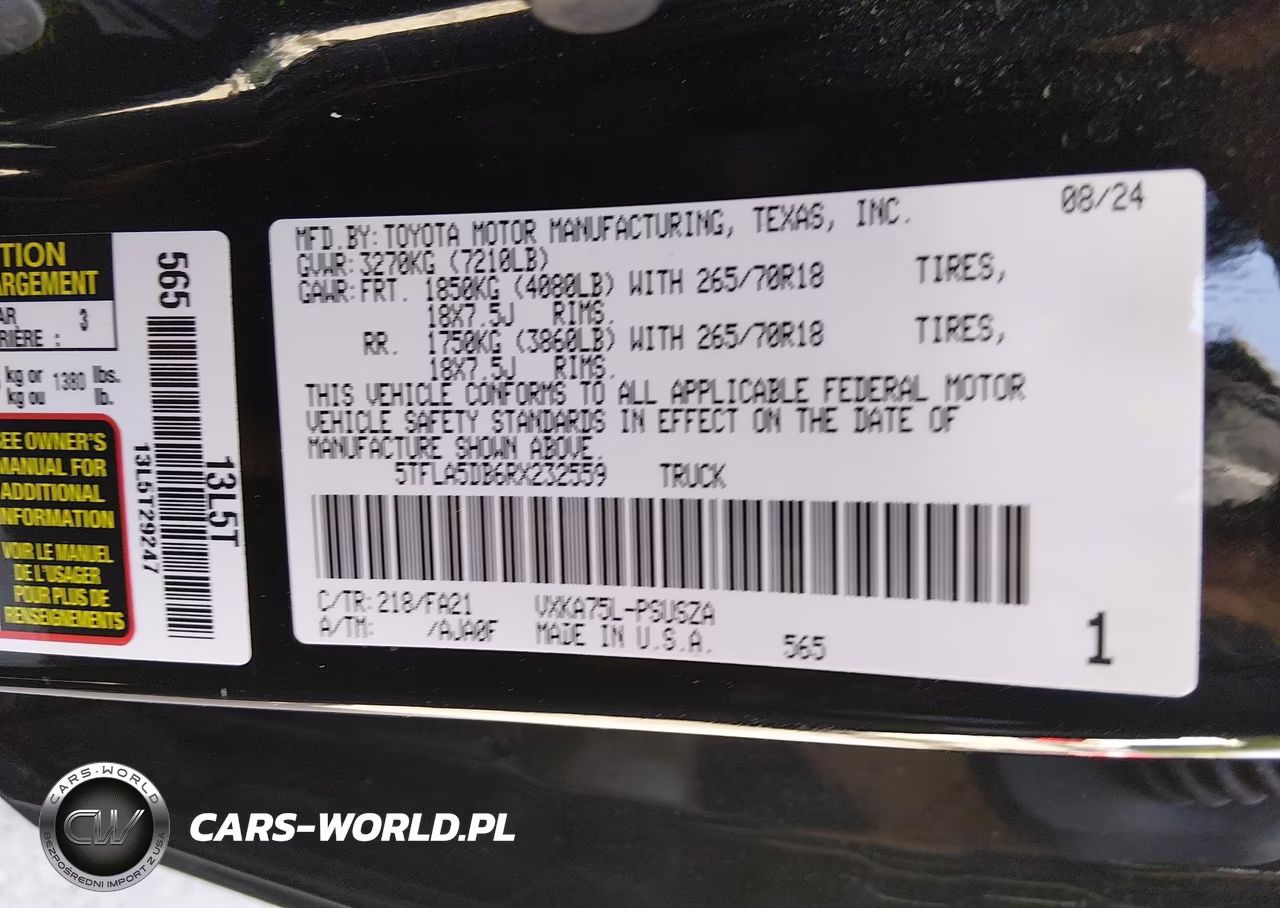 2024 Toyota Tundra Sr5 VIN:5TFLA5DB6RX232559 - 9