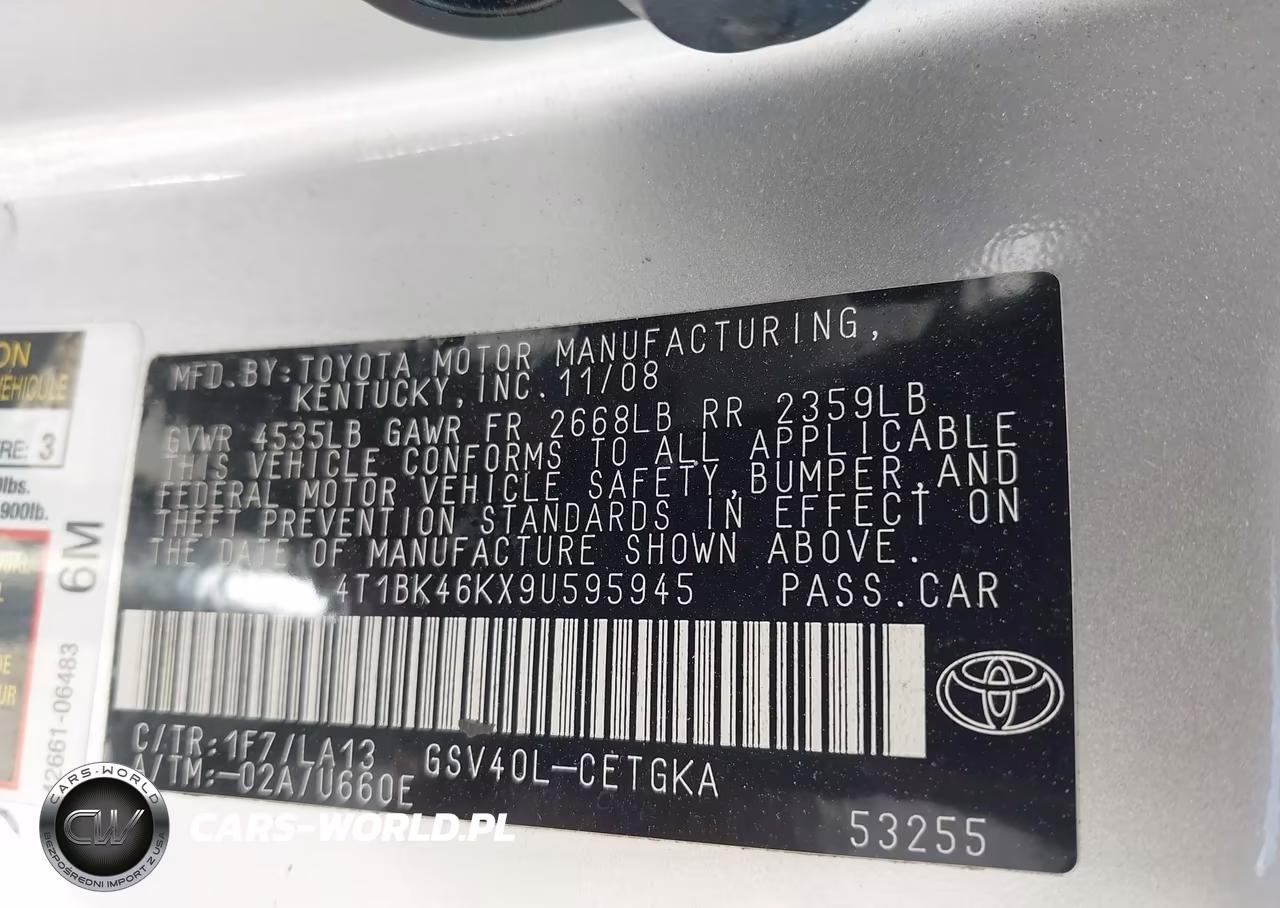 2009 Toyota Camry Xle V6 VIN:4T1BK46KX9U595945 - 9
