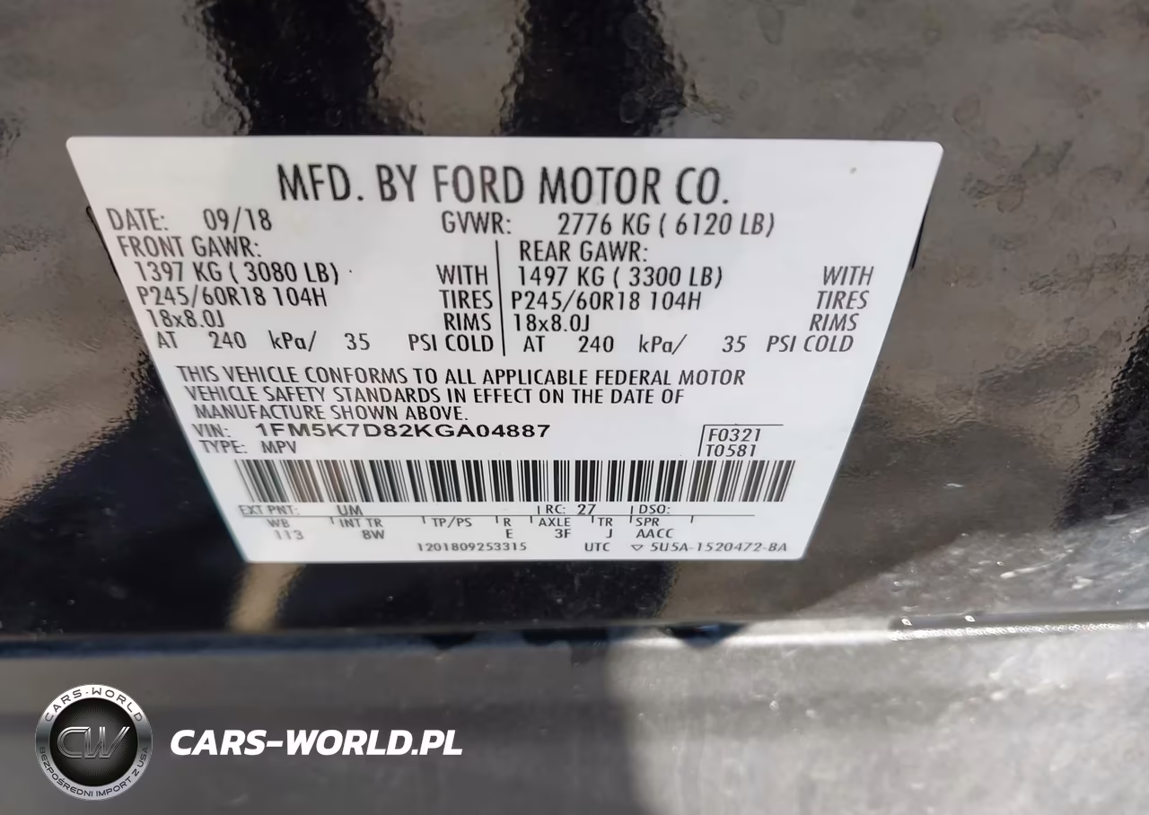 2019 Ford Explorer Xlt VIN:1FM5K7D82KGA04887 - 9