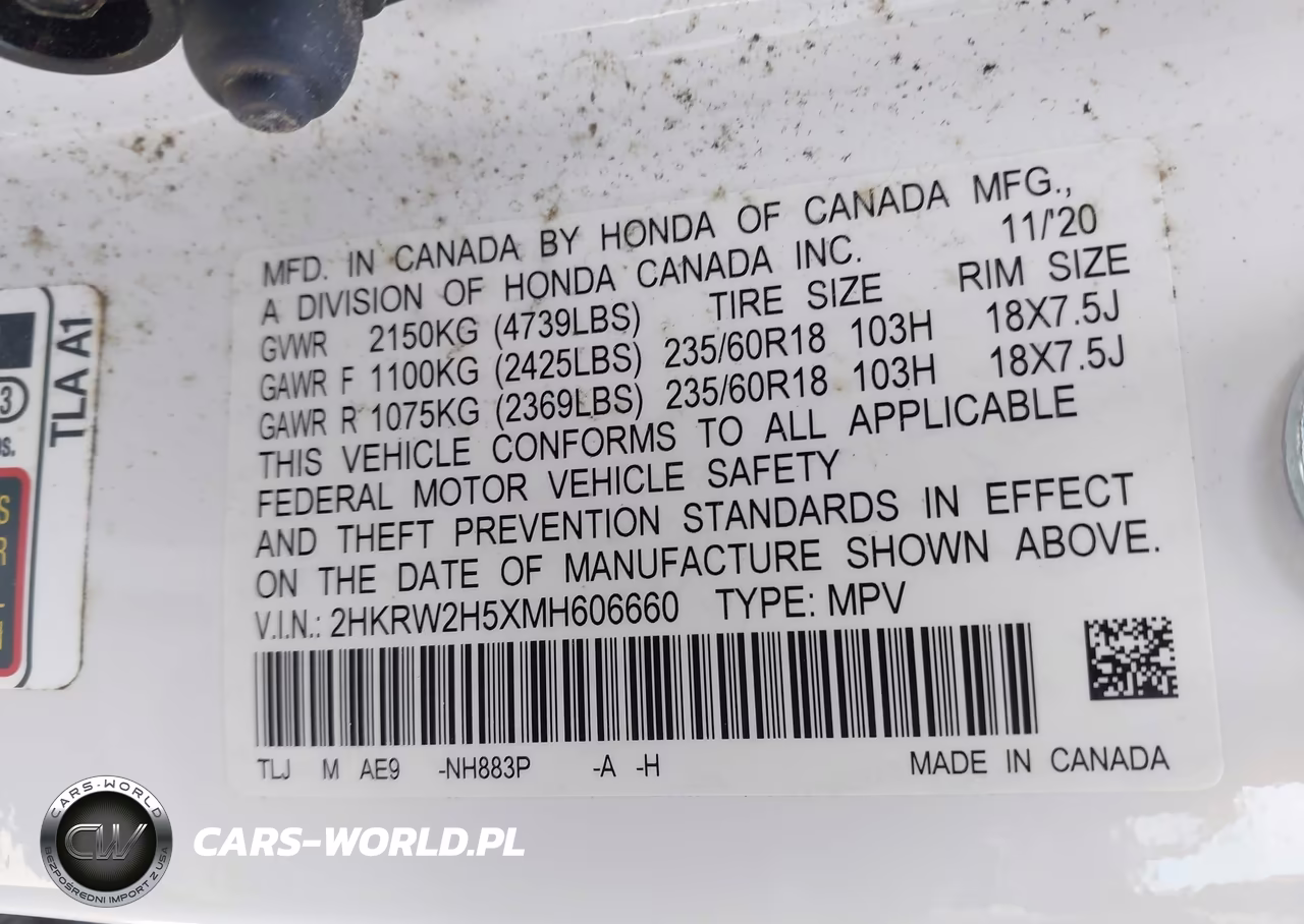 2021 Honda Cr-V Awd Ex VIN:2HKRW2H5XMH606660 - 9