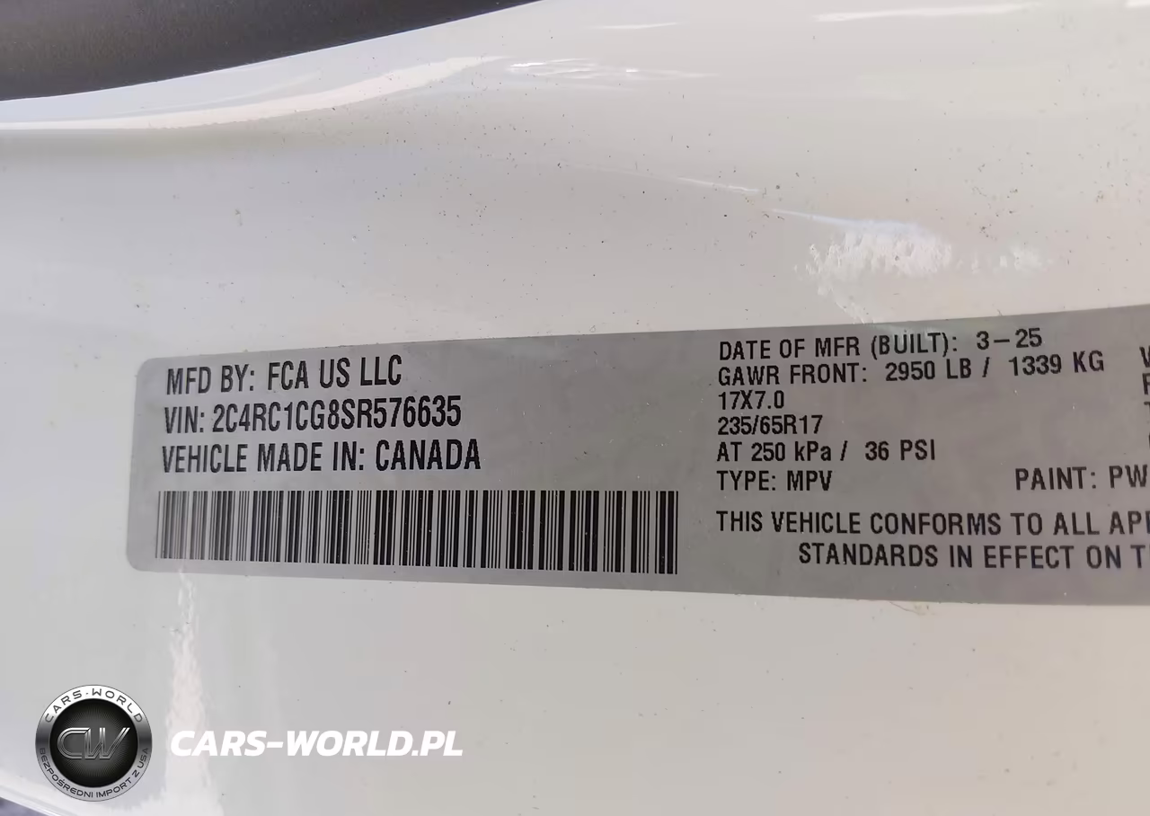 2025 Chrysler Voyager Lx VIN:2C4RC1CG8SR576635 - 9