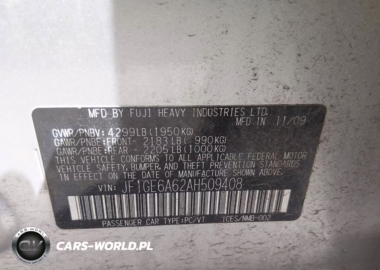 2010 Subaru Impreza 2.5I VIN:JF1GE6A62AH509408 - 9
