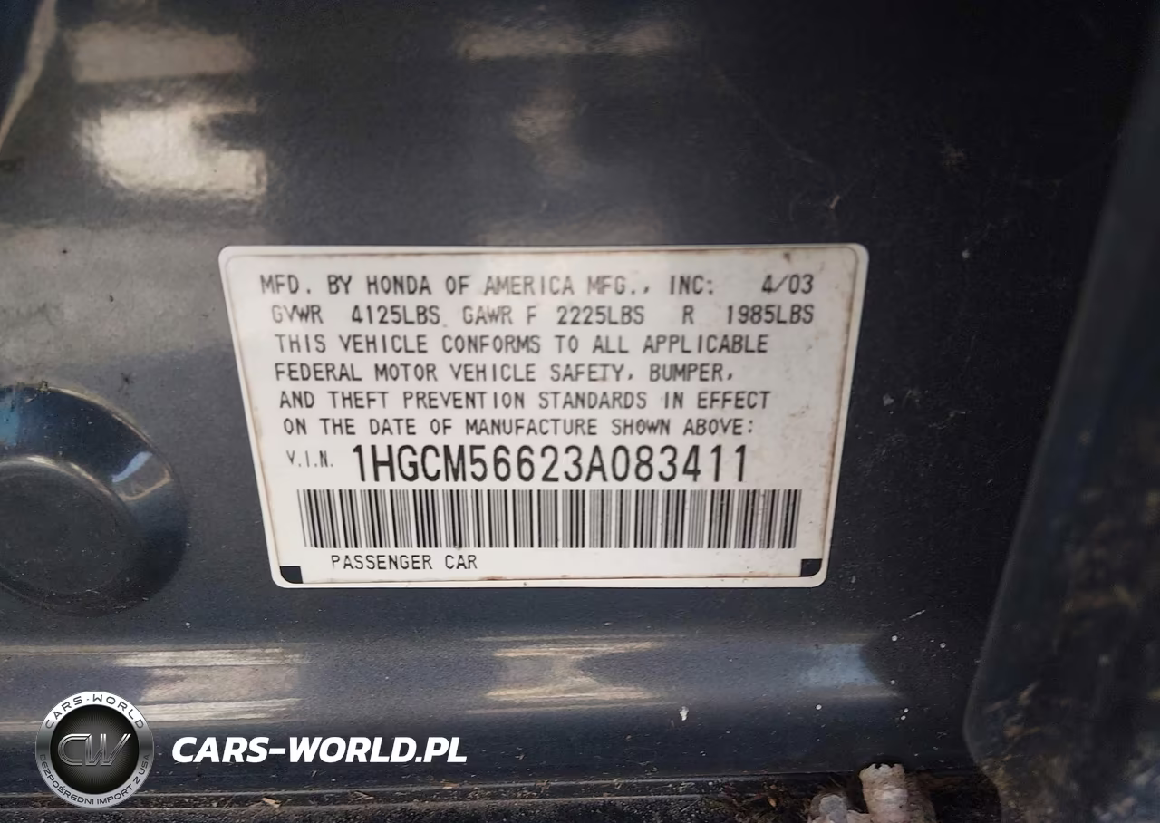 2003 Honda Accord 2.4 Ex VIN:1HGCM56623A083411 - 9