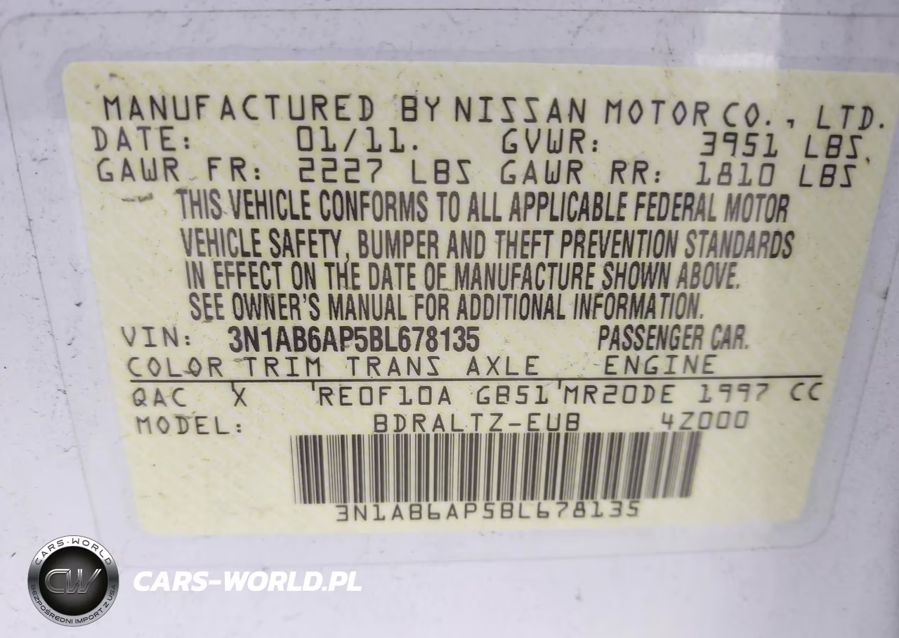 2011 Nissan Sentra 2.0Sr VIN:3N1AB6AP5BL678135 - 9