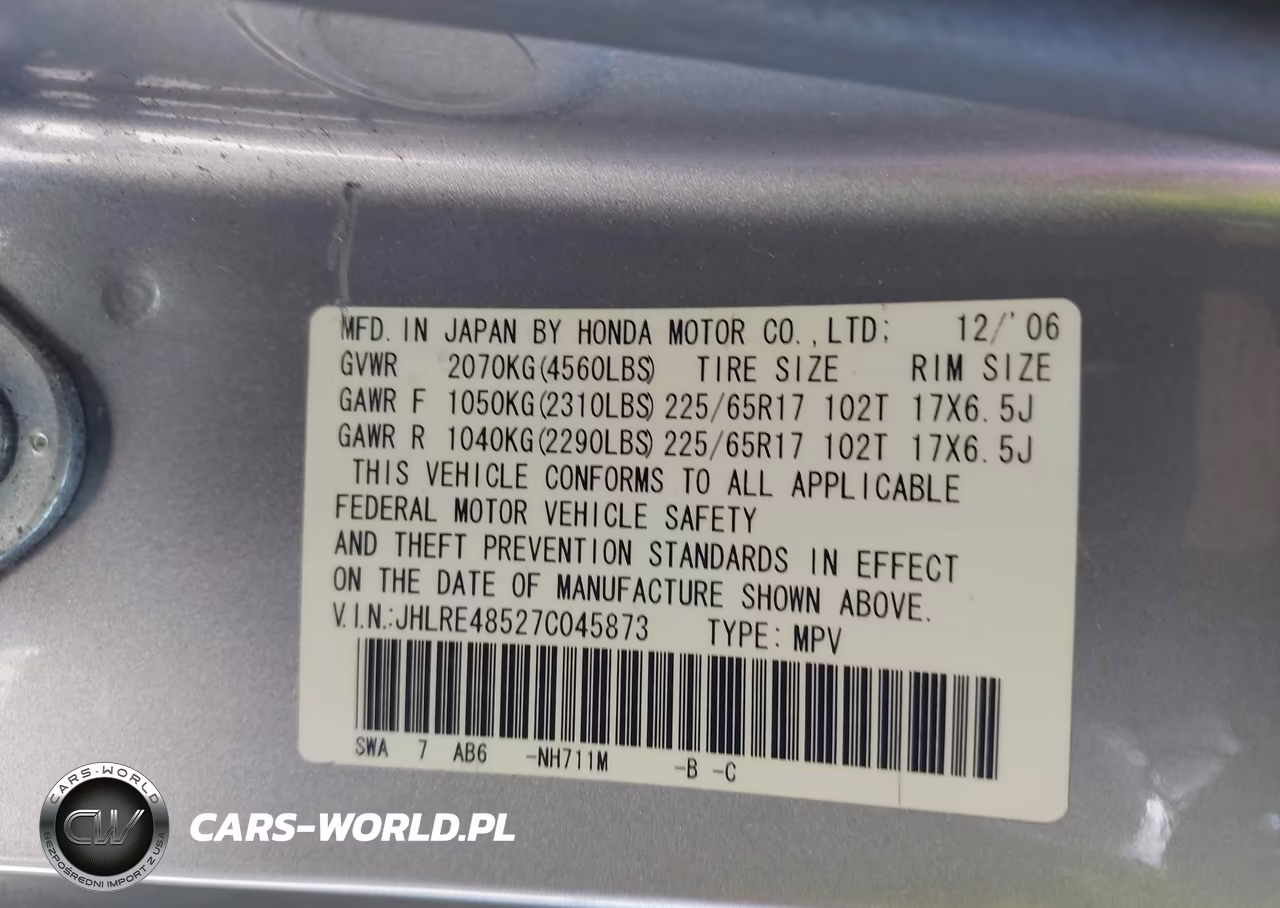 2007 Honda Cr-V Ex VIN:JHLRE48527C045873 - 9