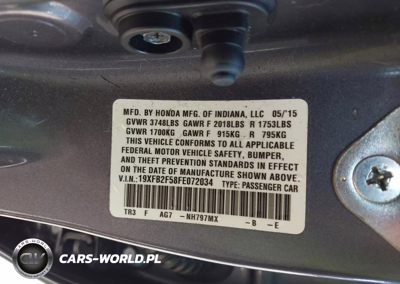 2015 Honda Civic Lx VIN:19XFB2F58FE072034 - 9