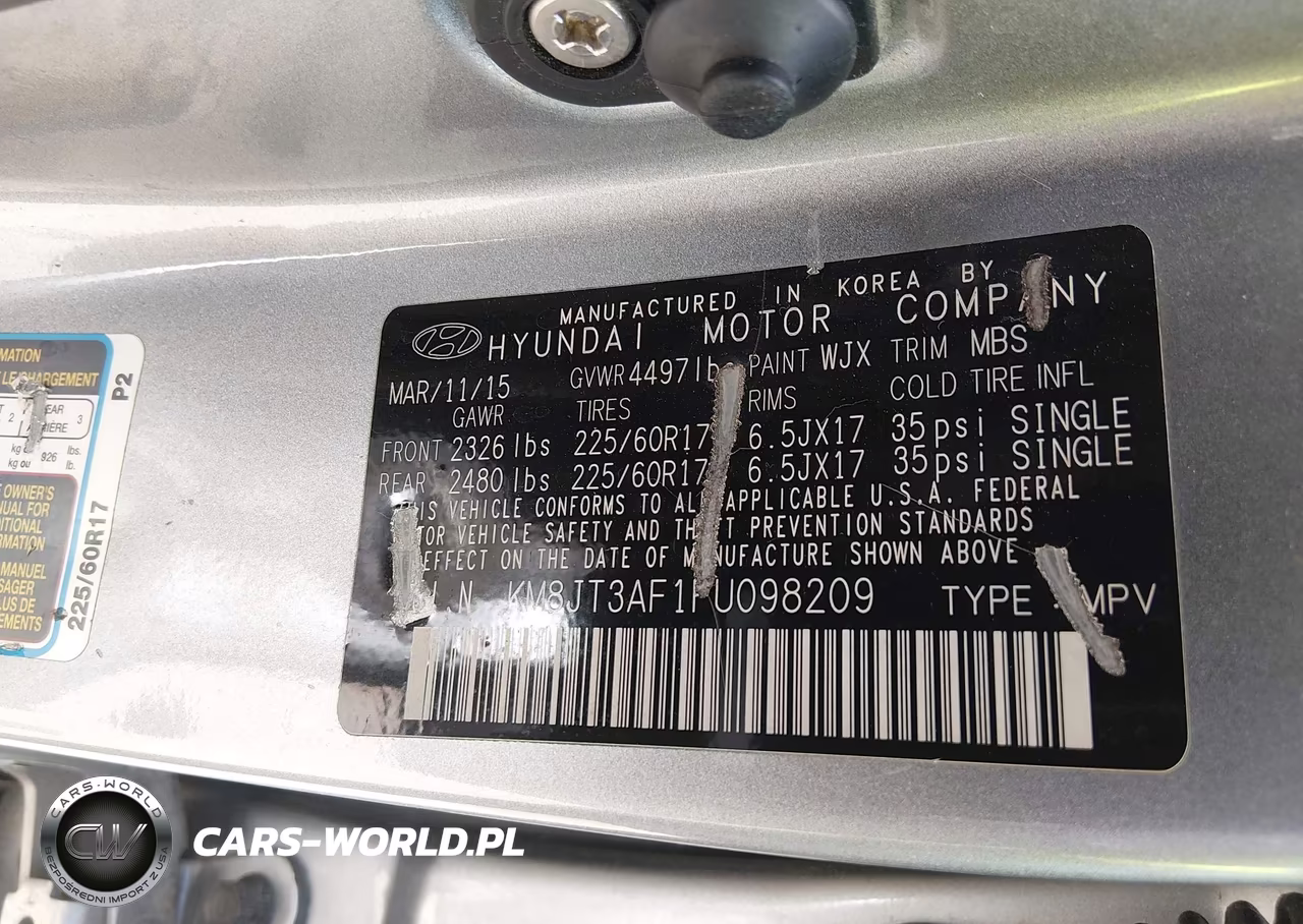 2015 Hyundai Tucson Gls VIN:KM8JT3AF1FU098209 - 9