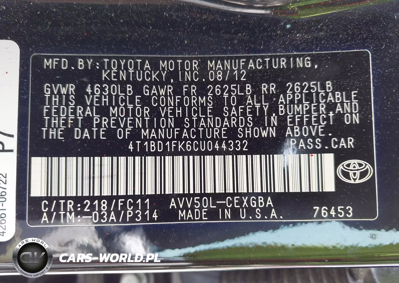 2012 Toyota Camry Hybrid Xle VIN:4T1BD1FK6CU044332 - 9