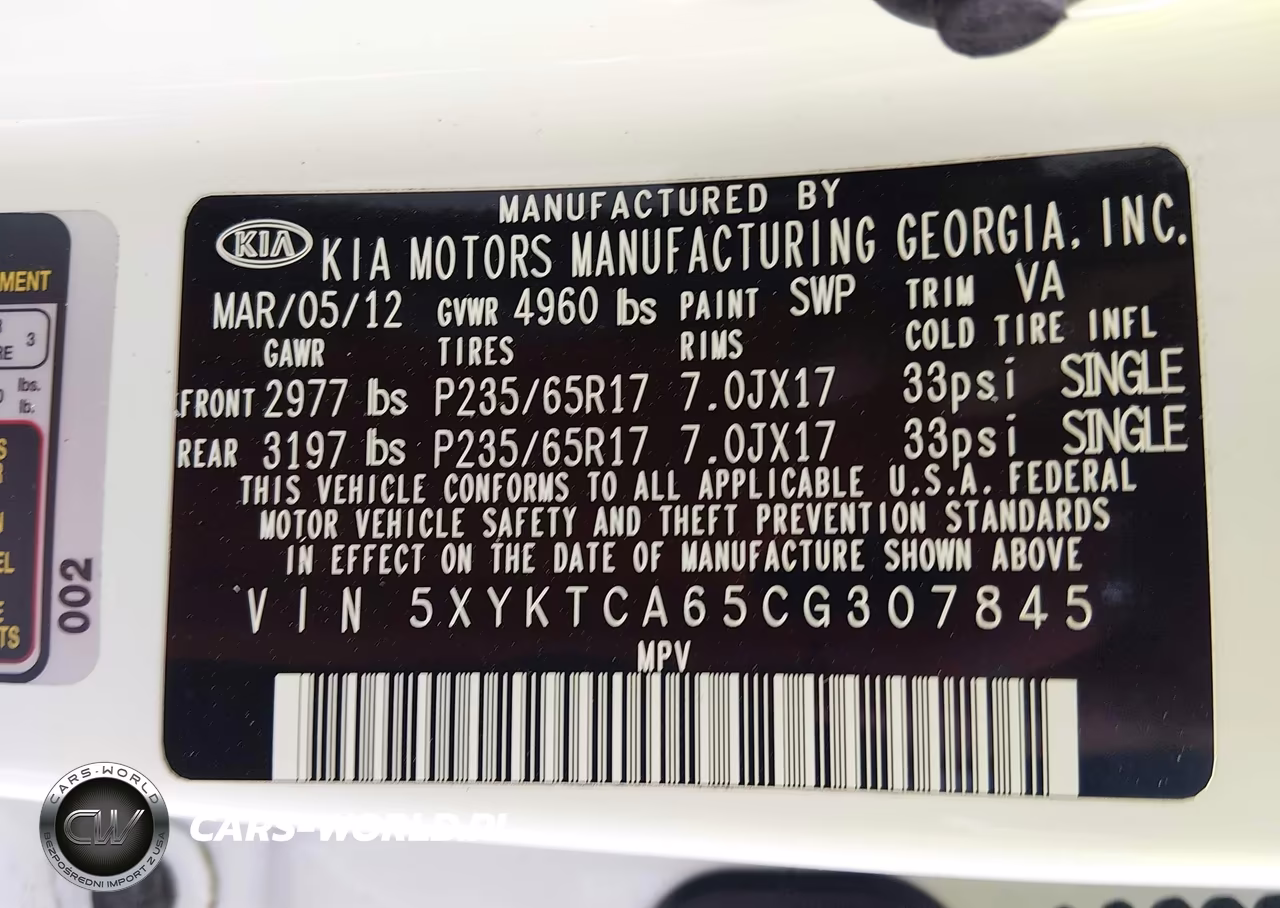 2012 Kia Sorento Lx VIN:5XYKTCA65CG307845 - 9