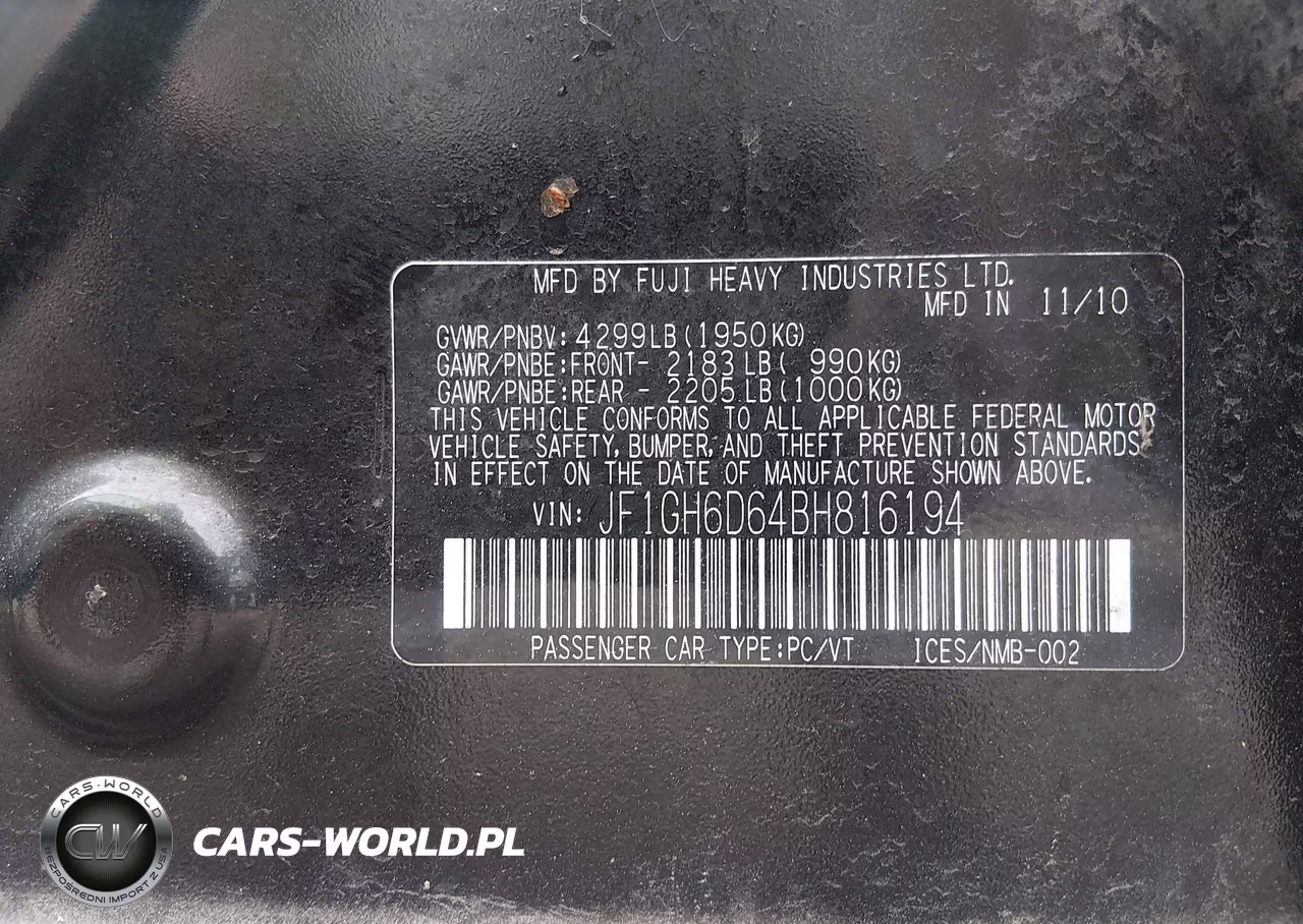 2011 Subaru Impreza Outback Sport VIN:JF1GH6D64BH816194 - 9