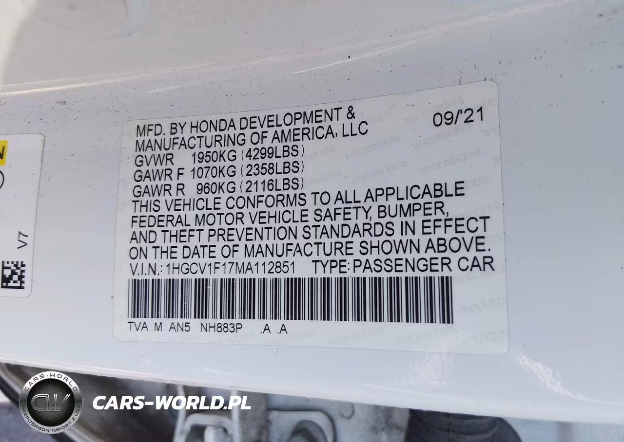2021 Honda Accord Lx VIN:1HGCV1F17MA112851 - 9