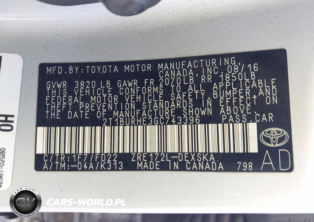 2016 Toyota Corolla S Plus VIN:2T1BURHE3GC743396 - 9
