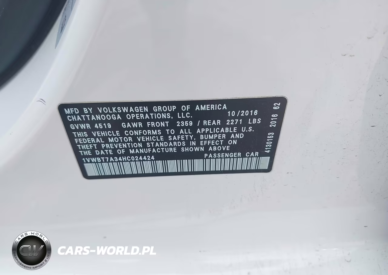 2017 Volkswagen Passat 1.8T Se VIN:1VWBT7A34HC024424 - 9