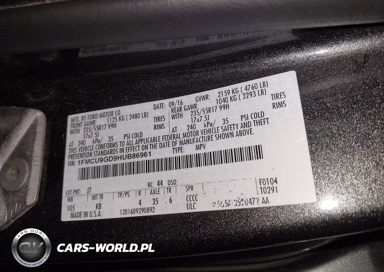 2017 Ford Escape Se VIN:1FMCU9GD9HUB86961 - 9