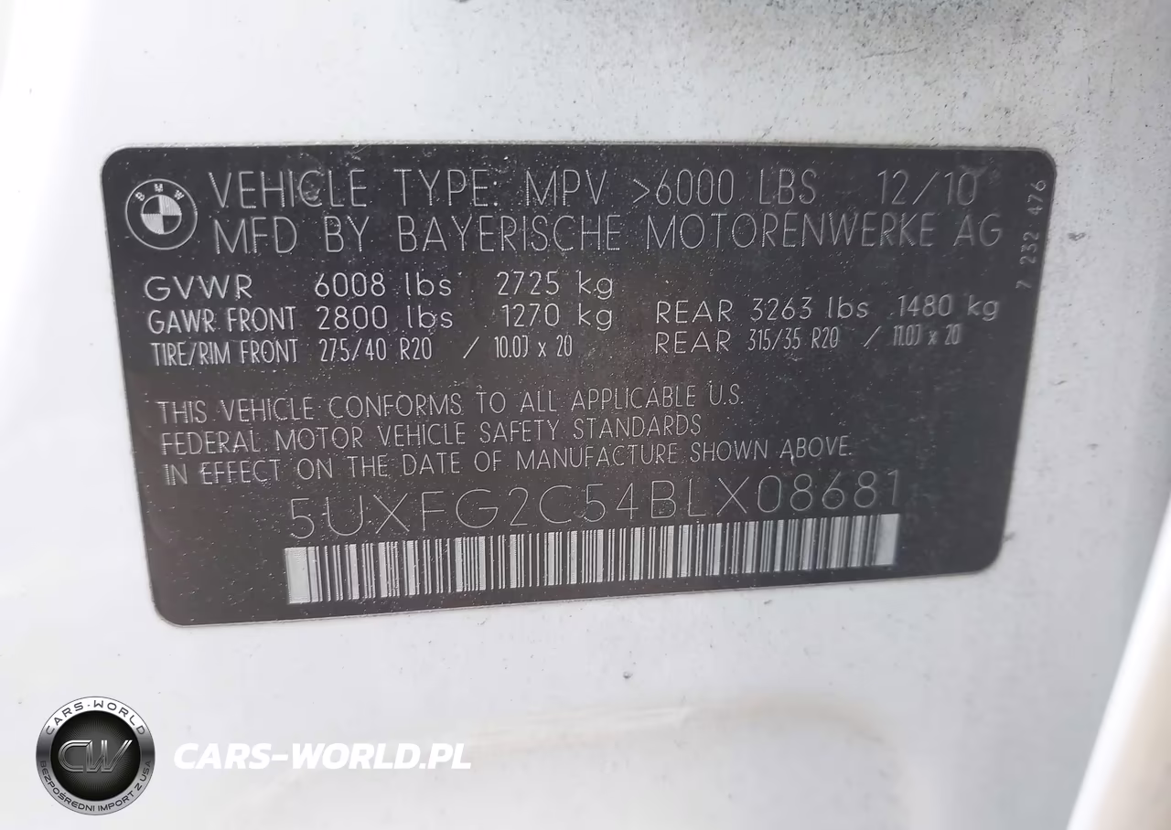 2011 BMW X6 xDrive35I VIN:5UXFG2C54BLX08681 - 9