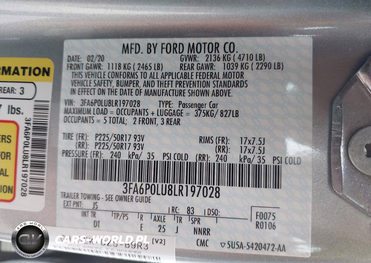 2020 Ford Fusion Hybrid Se VIN:3FA6P0LU8LR197028 - 9