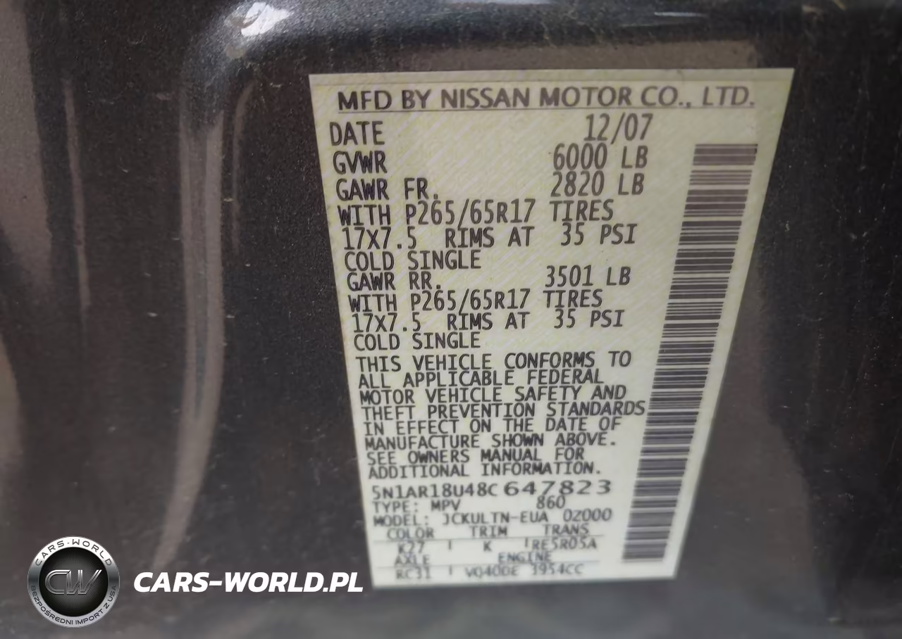2008 Nissan Pathfinder Se VIN:5N1AR18U48C647823 - 9