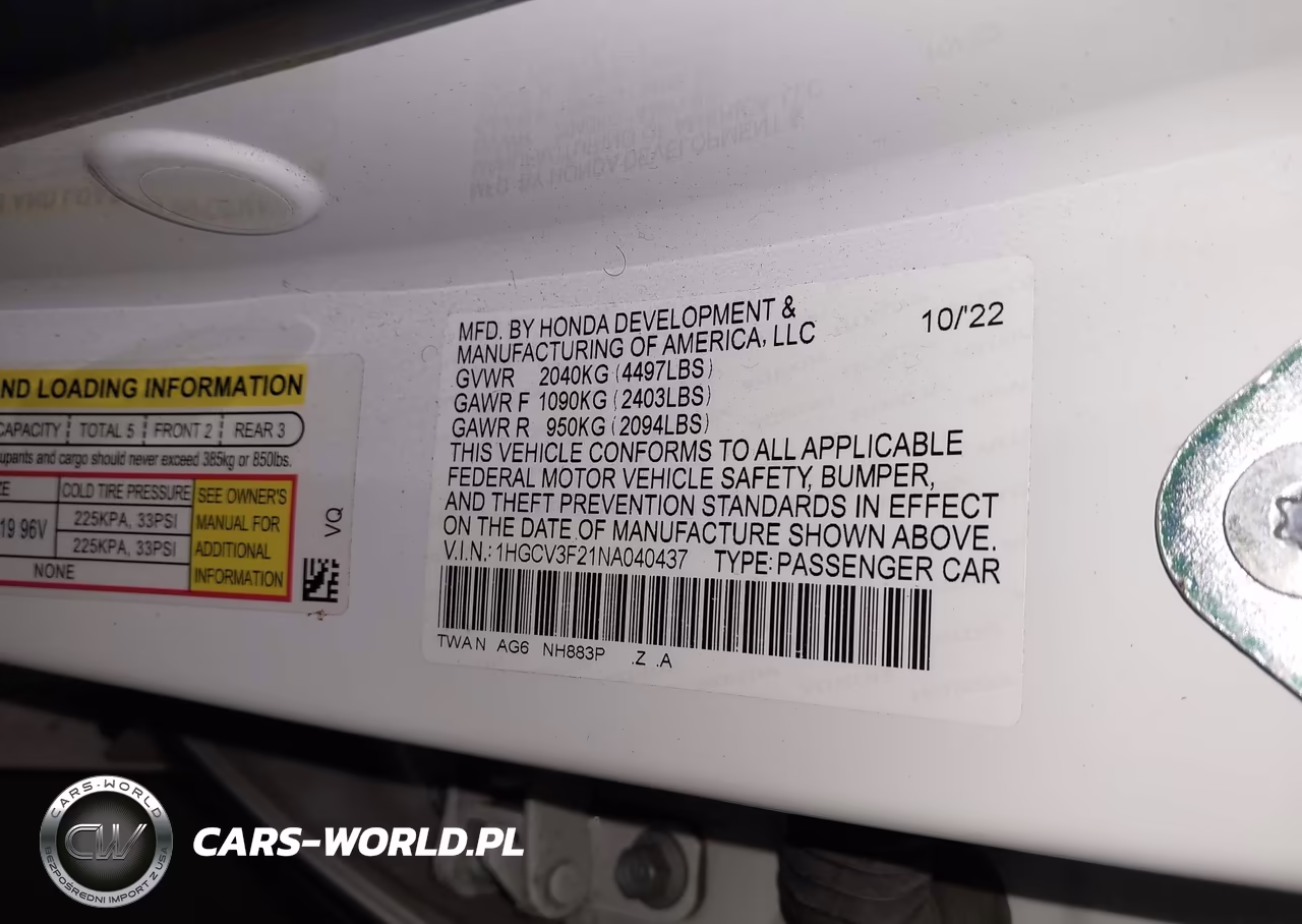 2022 Honda Accord Hybrid Sport VIN:1HGCV3F21NA040437 - 9