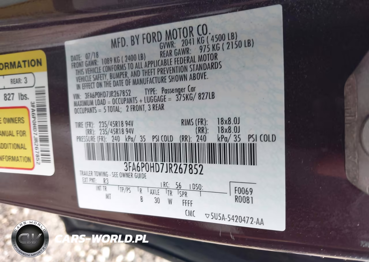 2018 Ford Fusion Se VIN:3FA6P0HD7JR267852 - 9