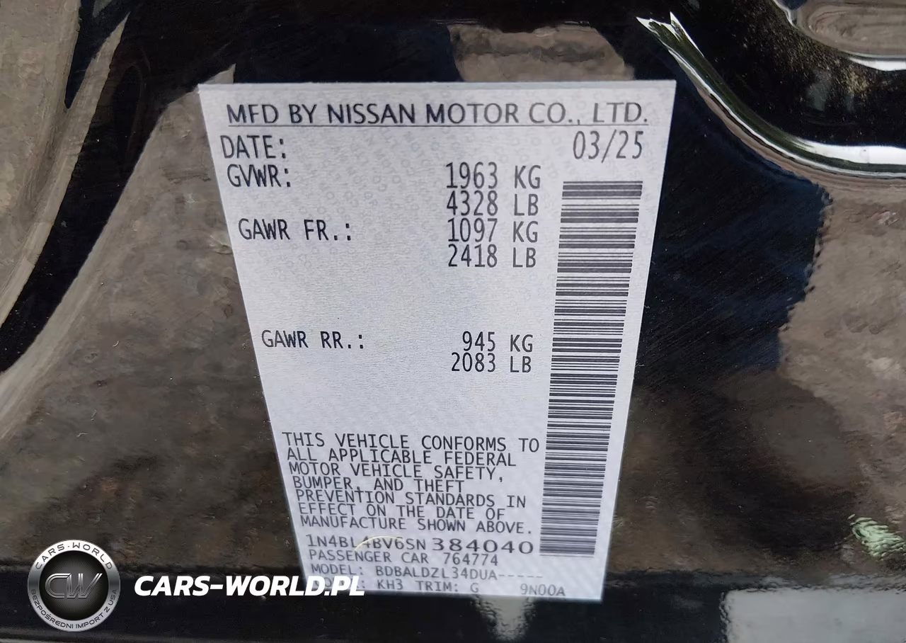 2025 Nissan Altima S Fwd VIN:1N4BL4BV6SN384040 - 9