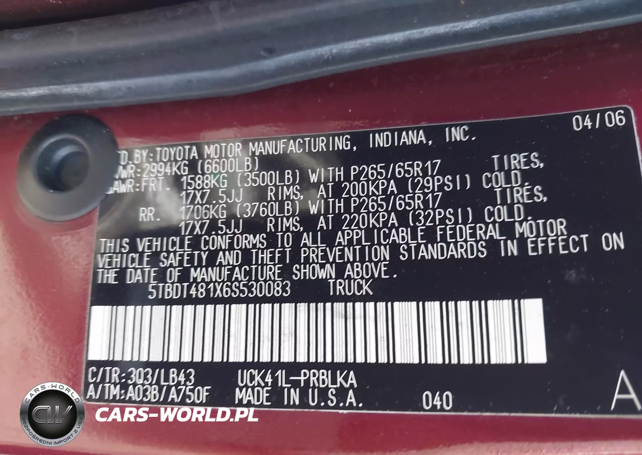 2006 Toyota Tundra Limited V8 VIN:5TBDT481X6S530083 - 9