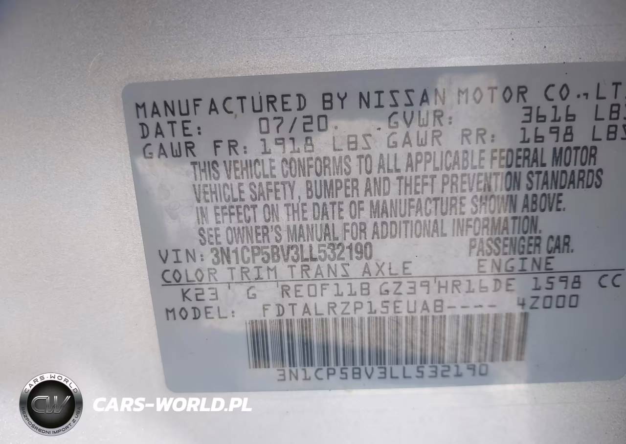 2020 Nissan Kicks S Xtronic Cvt VIN:3N1CP5BV3LL532190 - 9