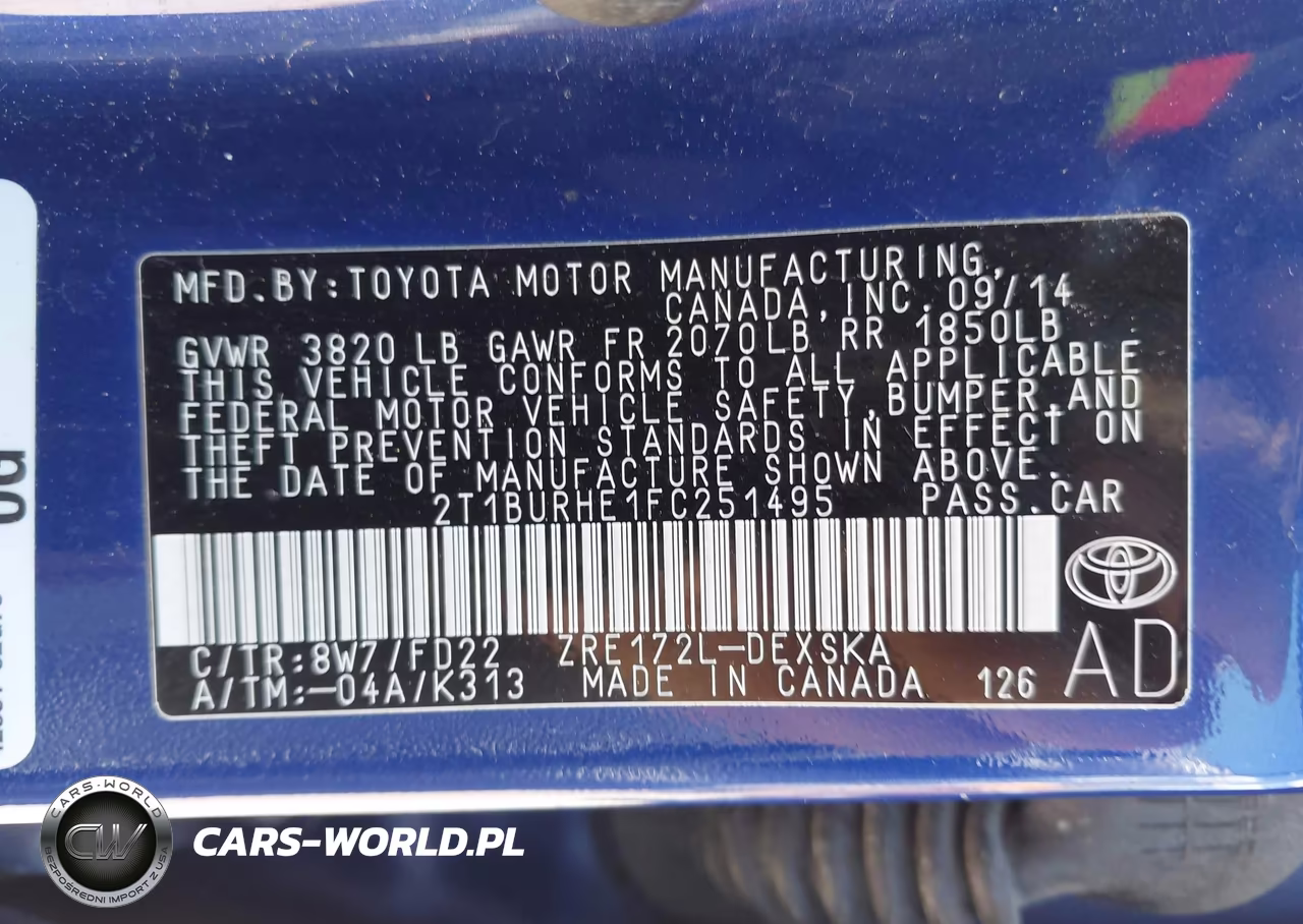 2015 Toyota Corolla S VIN:2T1BURHE1FC251495 - 9