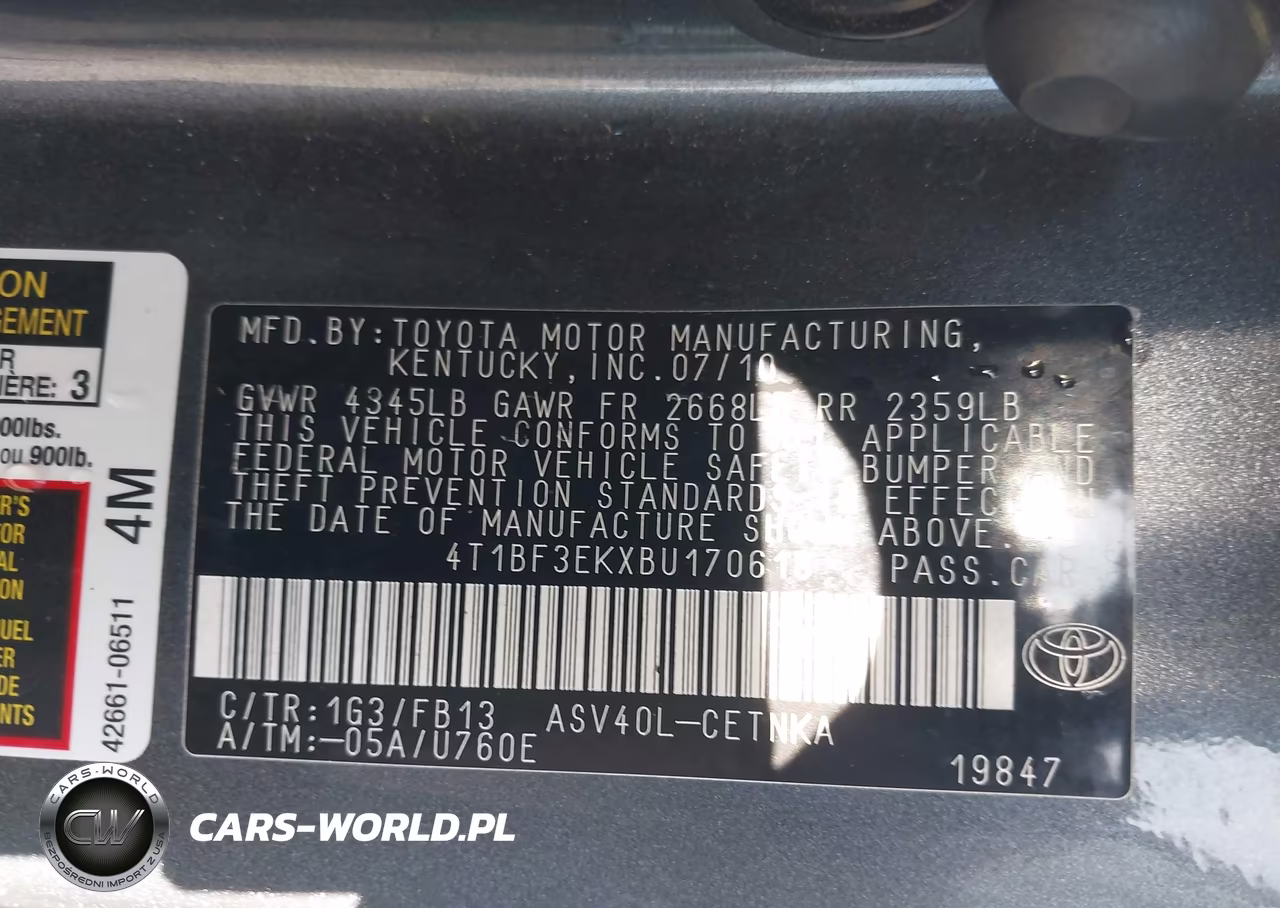 2011 Toyota Camry Le VIN:4T1BF3EKXBU170618 - 9