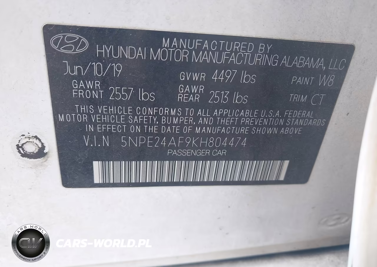 2019 Hyundai Sonata Se VIN:5NPE24AF9KH804474 - 9