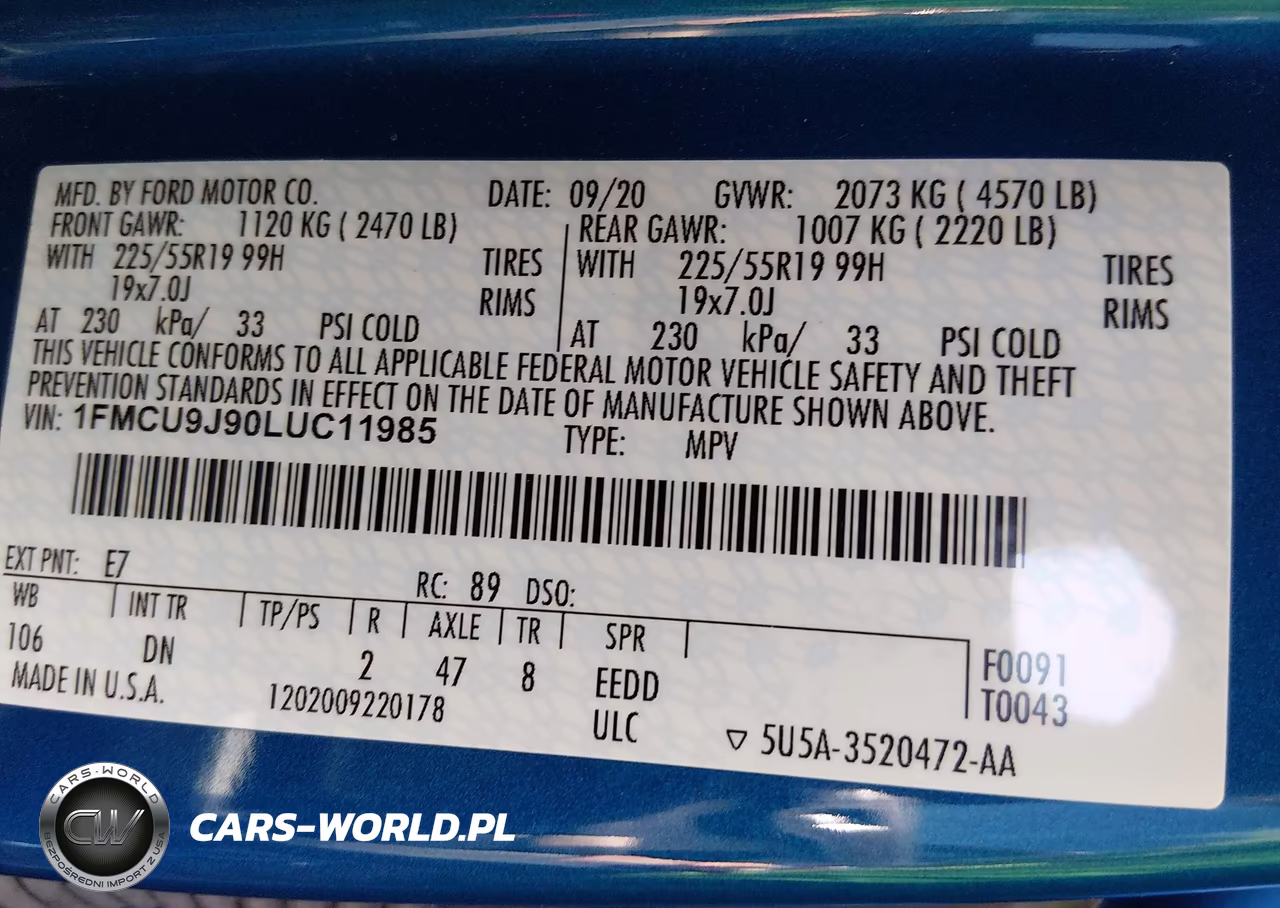 2020 Ford Escape Titanium VIN:1FMCU9J90LUC11985 - 9