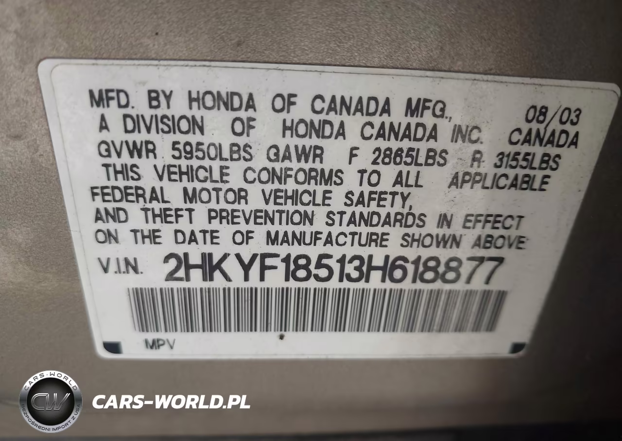 2003 Honda Pilot Ex-L VIN:2HKYF18513H618877 - 9