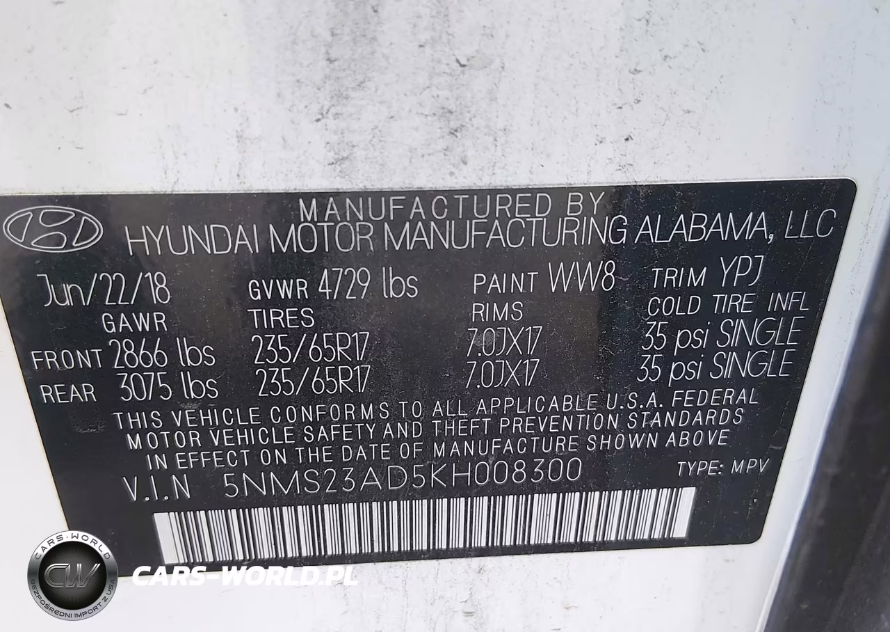2019 Hyundai Santa Fe Se VIN:5NMS23AD5KH008300 - 9