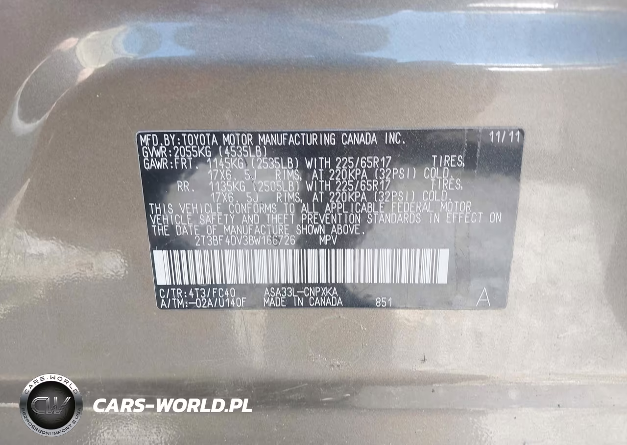 2011 Toyota Rav4 VIN:2T3BF4DV3BW166726 - 9