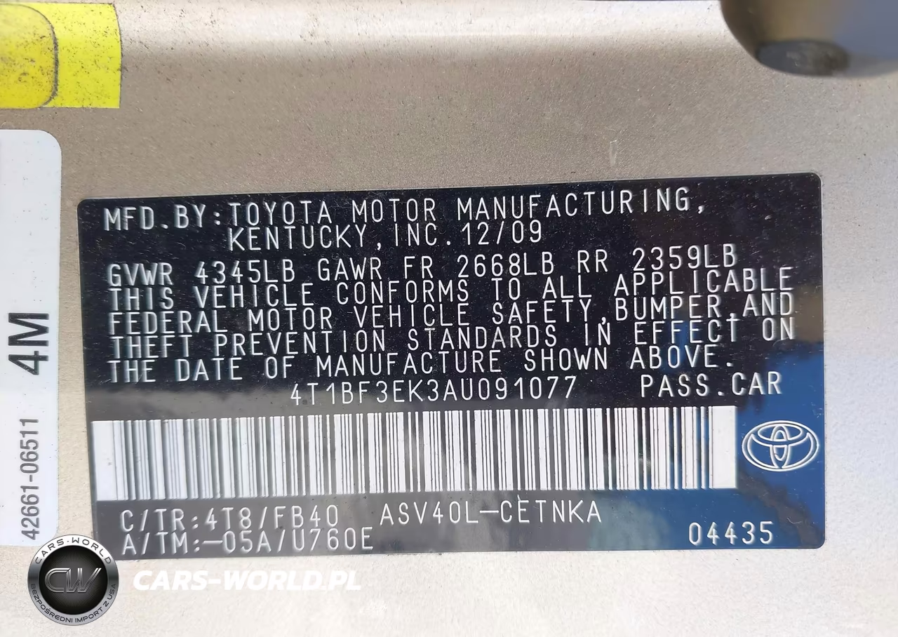 2010 Toyota Camry Le VIN:4T1BF3EK3AU091077 - 9