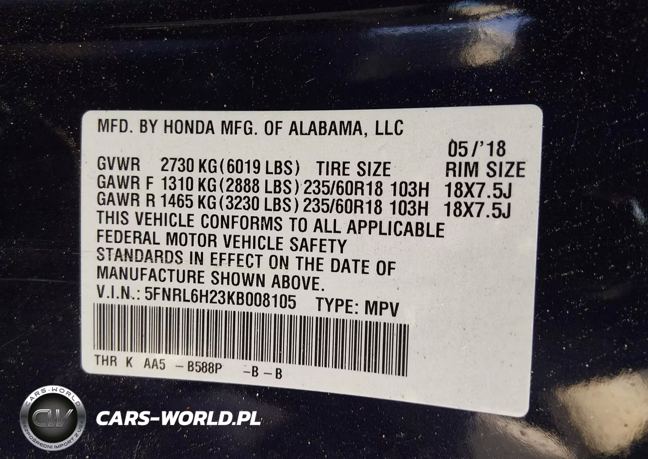 2019 Honda Odyssey Lx VIN:5FNRL6H23KB008105 - 9