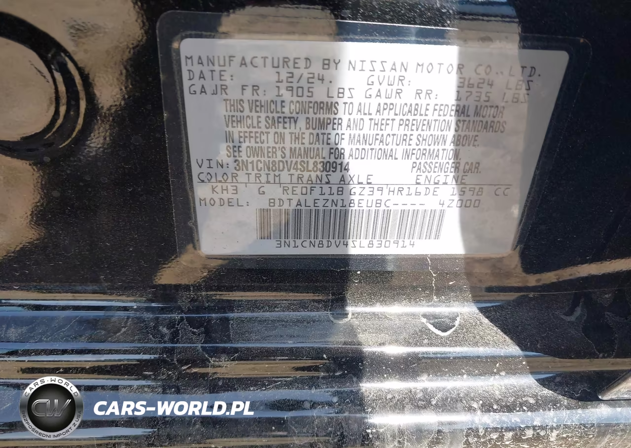 2025 Nissan Versa 1.6 S VIN:3N1CN8DV4SL830914 - 9