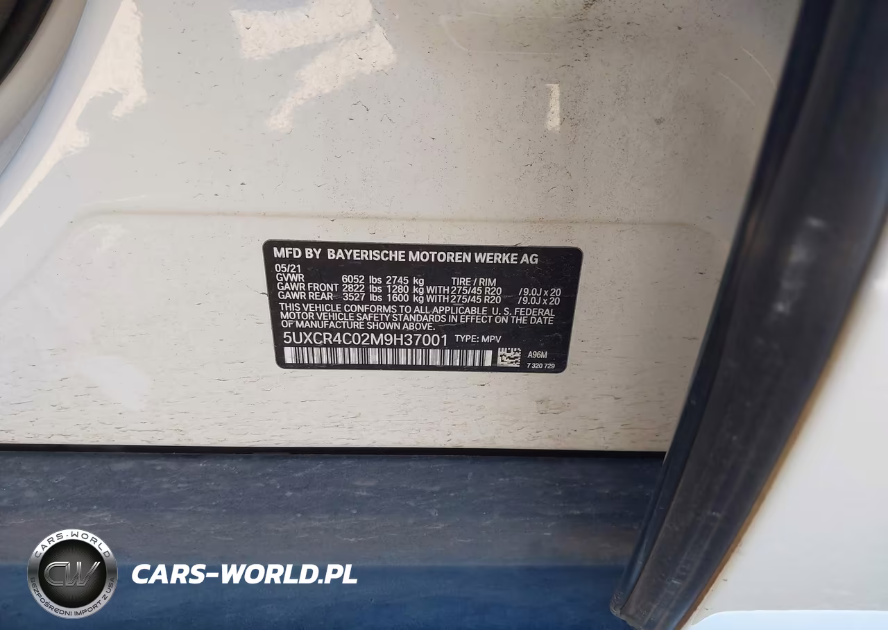 2021 BMW X5 Sdrive40I VIN:5UXCR4C02M9H37001 - 9