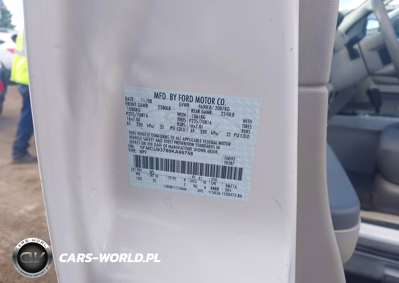 2009 Ford Escape Xlt VIN:1FMCU93789KA99758 - 9