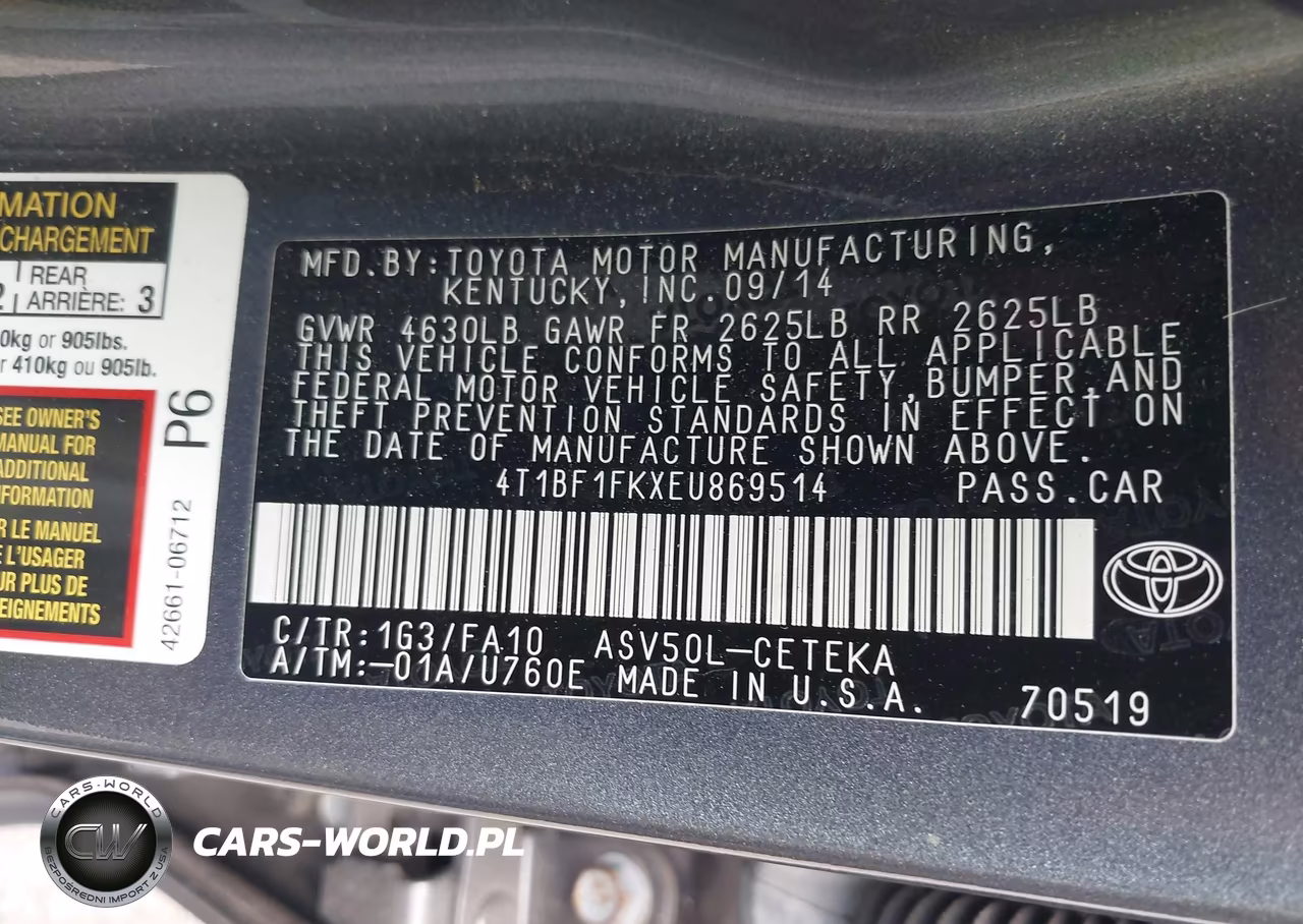 2014 Toyota Camry L VIN:4T1BF1FKXEU869514 - 9