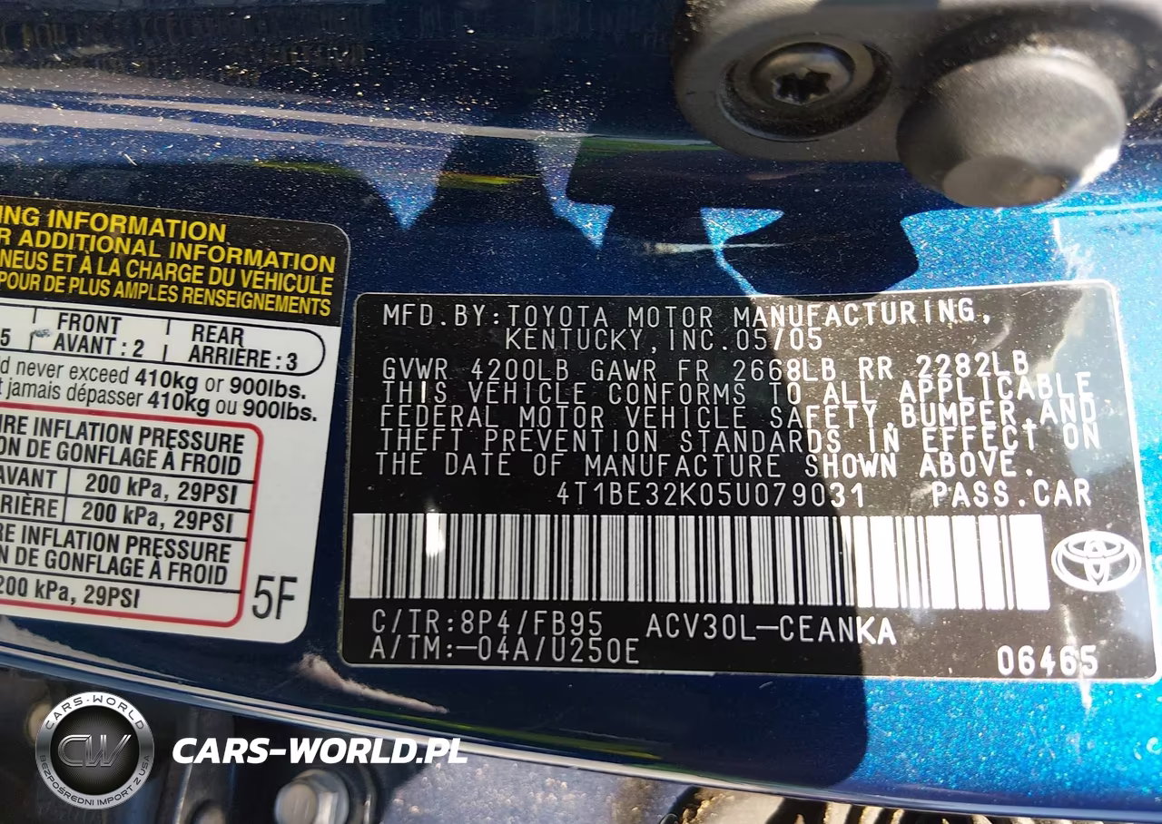 2005 Toyota Camry Le VIN:4T1BE32K05U079031 - 9