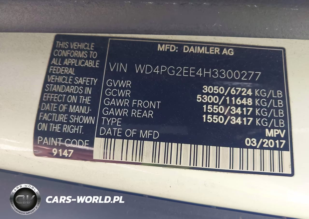 2017 Mercedes-Benz Metris VIN:WD4PG2EE4H3300277 - 9