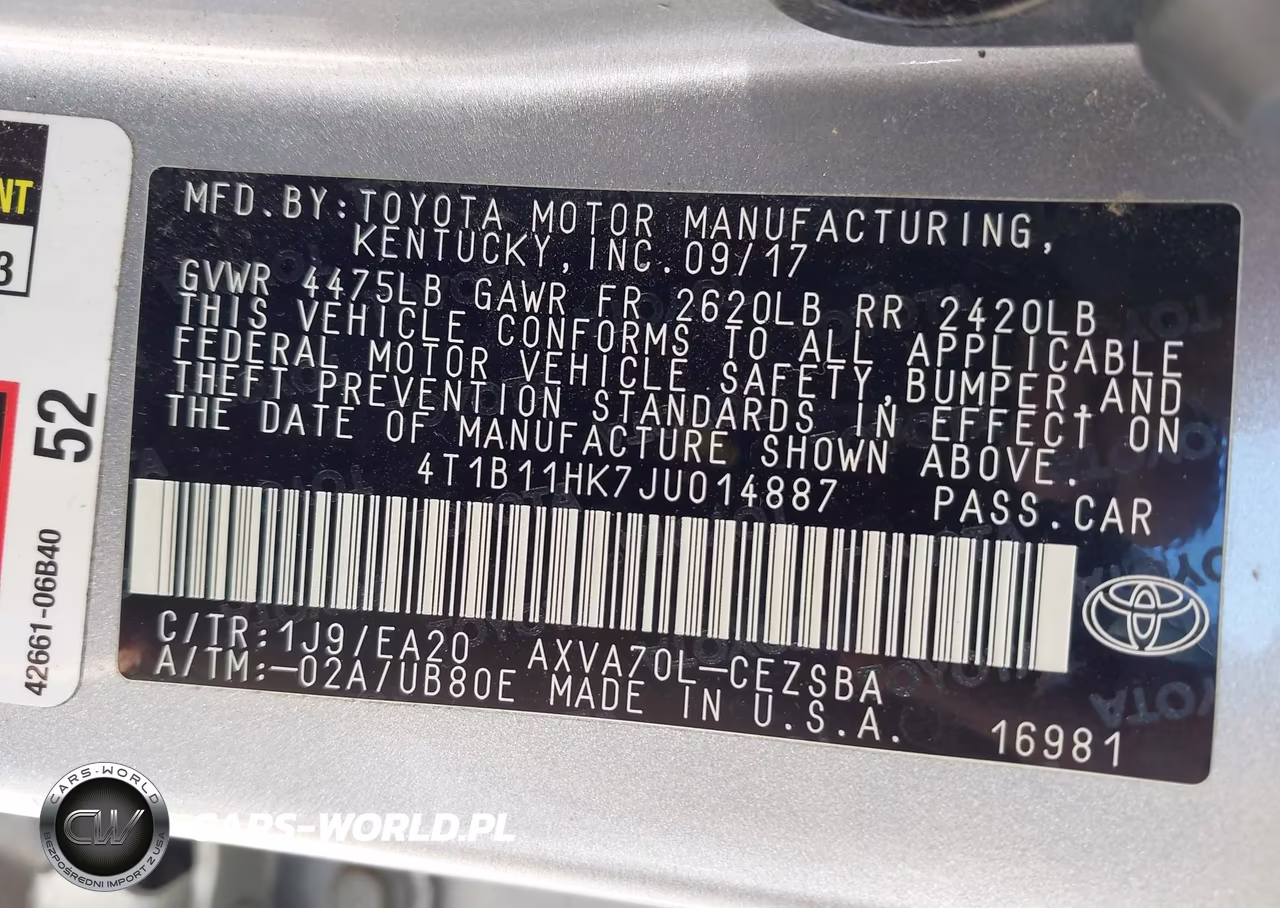 2018 Toyota Camry Se VIN:4T1B11HK7JU014887 - 9