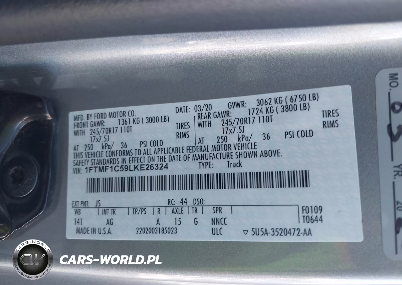 2020 Ford F-150 Xl VIN:1FTMF1C59LKE26324 - 9