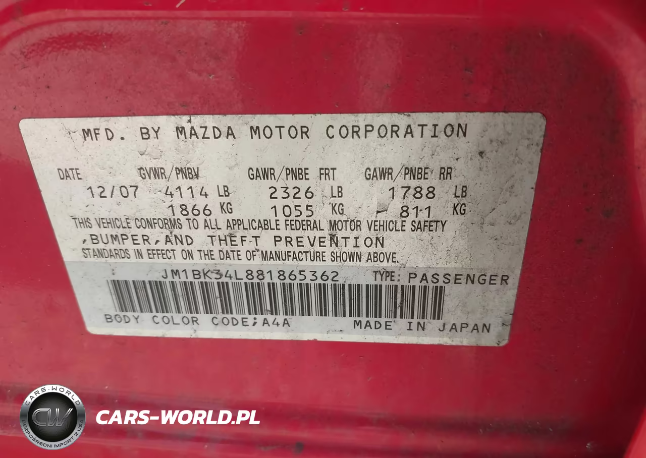 2008 Mazda Mazdaspeed3 Sport VIN:JM1BK34L881865362 - 9