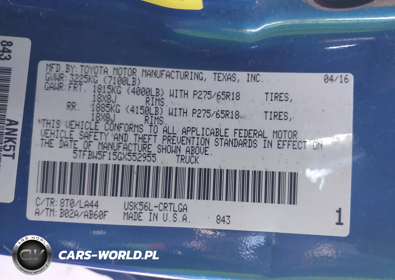2016 Toyota Tundra Limited 5.7L V8 VIN:5TFBW5F15GX552955 - 9
