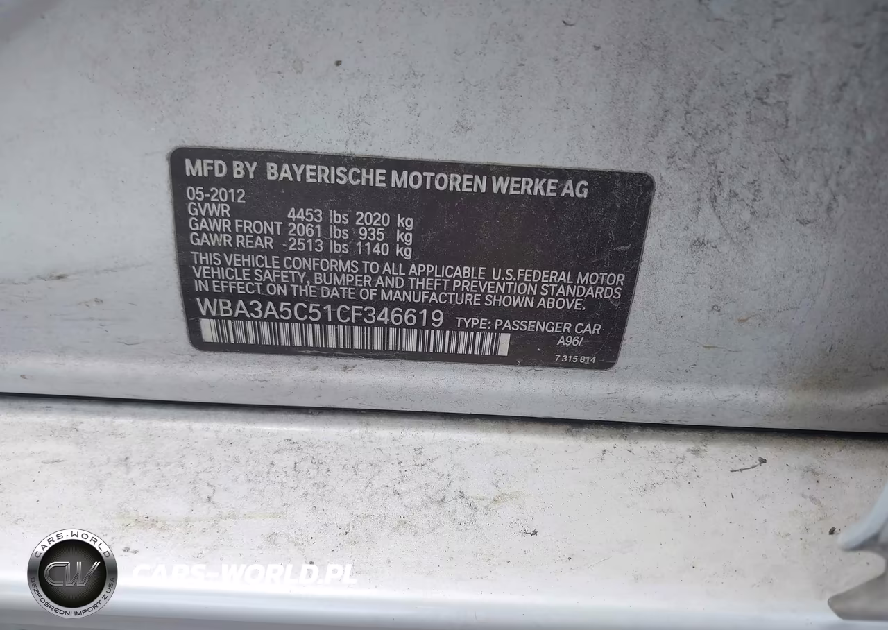 2012 BMW 328I VIN:WBA3A5C51CF346619 - 9